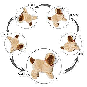 SHOCRASTIC Jumping, Walking and Barking Dog Soft Toy Fantastic Puppy Battery Operated Back Flip Jumping Dog Jump Run Toy Kid (Jumping Dog)