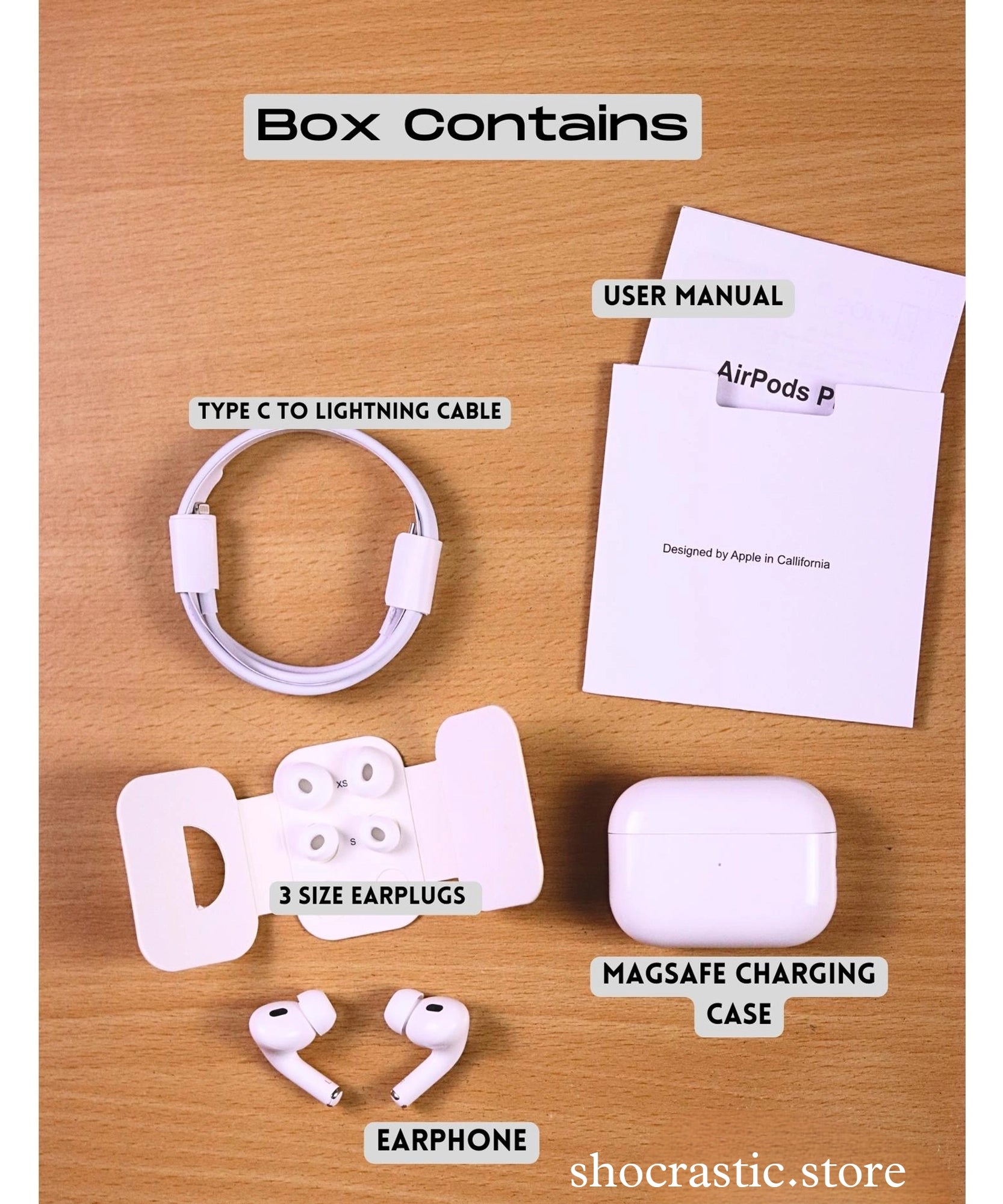 Shocrastic Airpods pro Gen 2 OG Clone with apple logo and MRP USA made