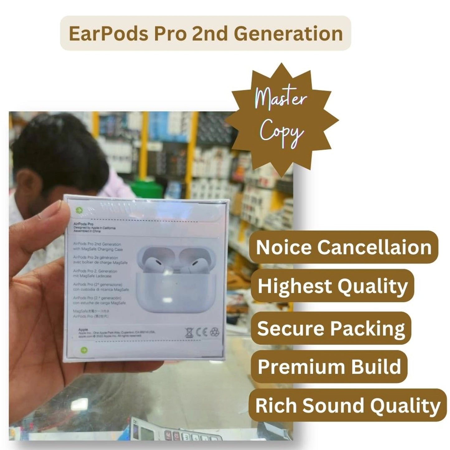 Shocrastic Airpods pro Gen 2 OG Clone with apple logo and MRP USA made