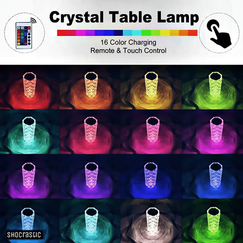 Crystal Touch Lamp and remote controlled 16 rgb changing mode lights
