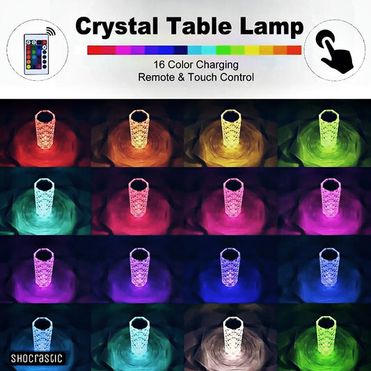 Crystal Touch Lamp and remote controlled 16 rgb changing mode lights